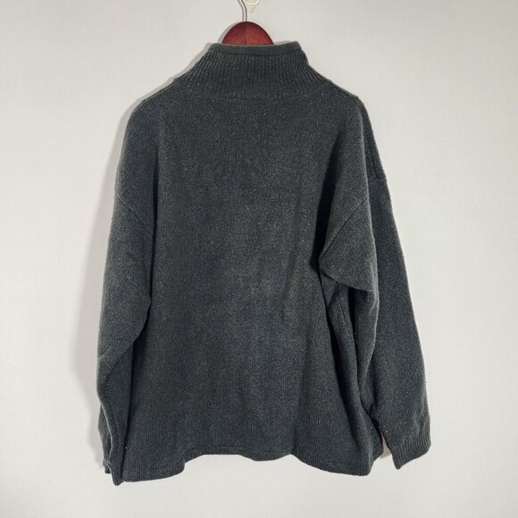 Carraig Donn Men's Quarter Zip Sweater Green Wool Cable Knit Pockets Ireland L - Picture 2 of 12